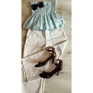 Joe’s Jeans Cream Wide Leg Utility Pants High Rise Sz 27 Chic Neutral